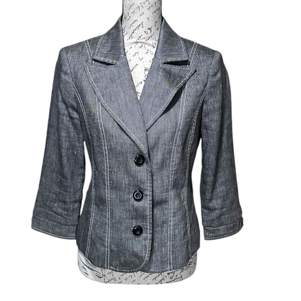 WHBM Gray Linen Jacket Blazer Size 6